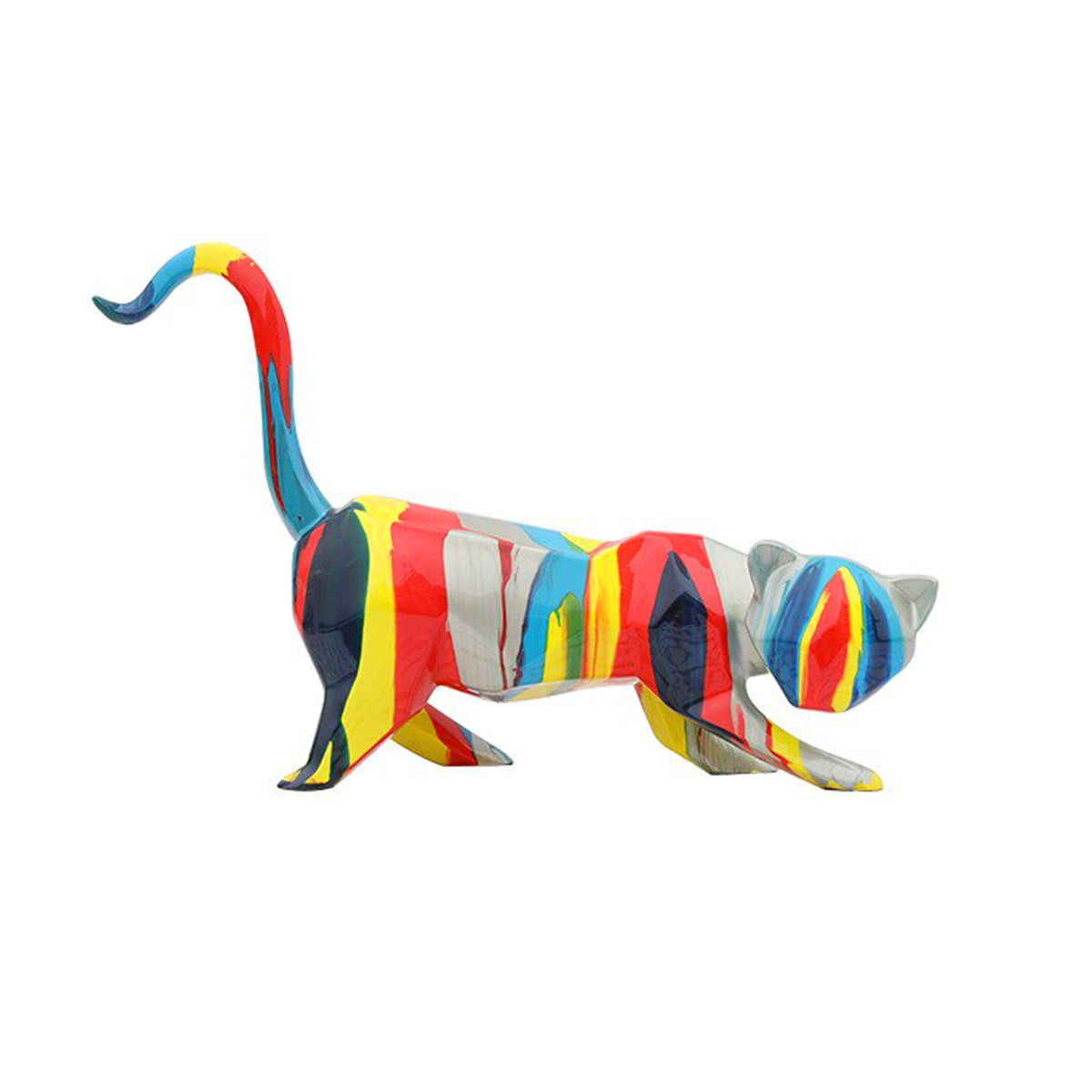 Figurine du Chat qui s'étire en résine Multicolore Figurine du Chat qui s'étire en résine Multicolore