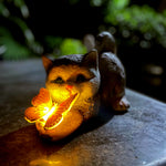Statue de chat décoration jardin lumière