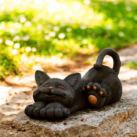 Statue de chat noir extérieure