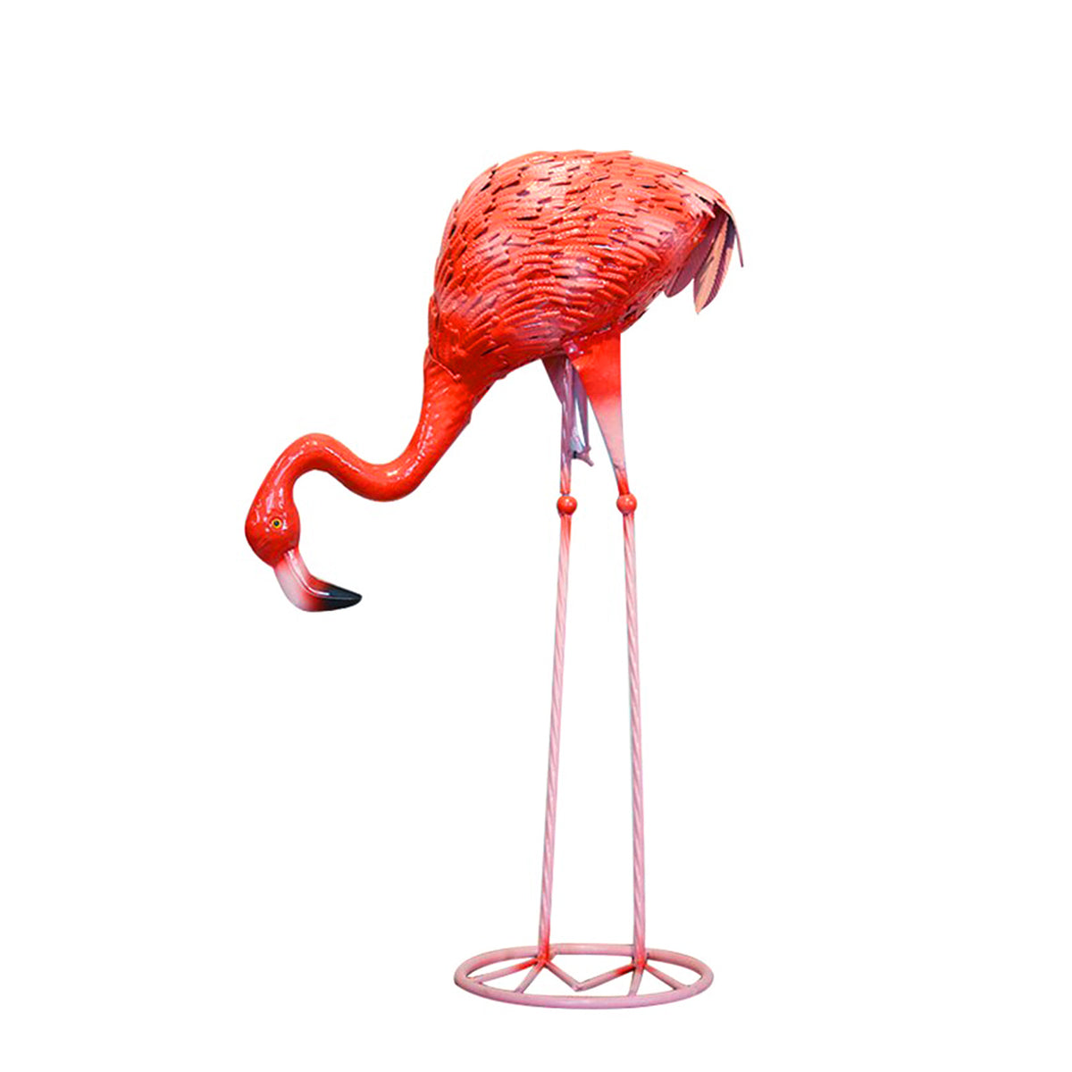 Statue Flamant Rose Métal - Décoration Jardin Et Maison - 2 Pièces