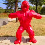 Statue xxl gorille rouge