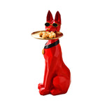 Statue décoration doberman rouge