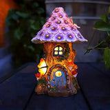 Statue de maison miniature lumineuse solaire