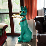 décoration statue doberman vert