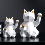 Chat design statue blanc