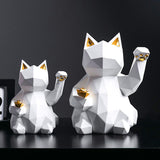 Chat design statue blanc