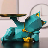 Chat design statue bleu