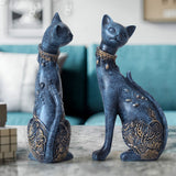 Chat en statue contemporain bleu