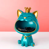 Chat statue design bleu