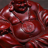 Statue Bouddha Maitreya bois rouge