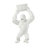 Statue Gorille Tonneau blanc