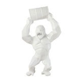 Statue Gorille Tonneau blanc