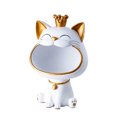 Statue chat Rigolo blanc