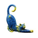 Statue chat décoration étirement bleu