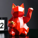 Statue chat design rouge