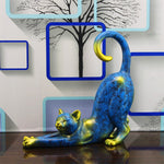 Statue chat qui s'étire bleu