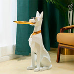 Statue chien blanche doberman