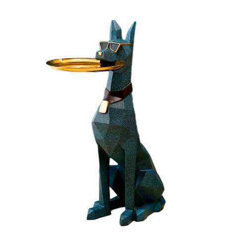 Statue chien bleu doberman