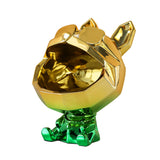 Statue chien design vert et or