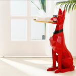 Statue chien doberman rouge