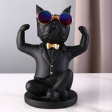 Statue Chien <br/> Noire Support Verre