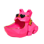 Statue chien rose bouledogue