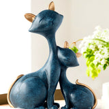 Statue de chat bleu décoration