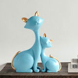 Statue de chat colorée bleu
