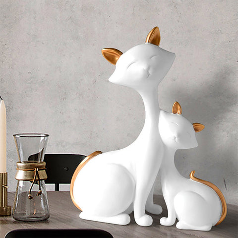 Statue de chat colorée blanc