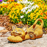 Statue de chat roux jardin