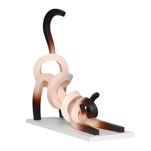 Statue Chat Siamois Minimaliste Étirement