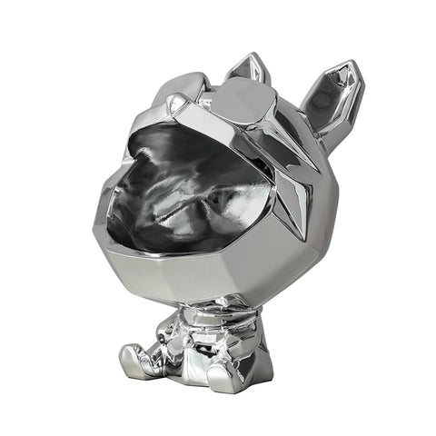 Statue de chien argenté