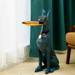 Statue de chien doberman bleu
