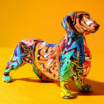 Statue de chien saucisse multicolore