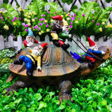 Statue décoration jardin tortue et nain de jardin