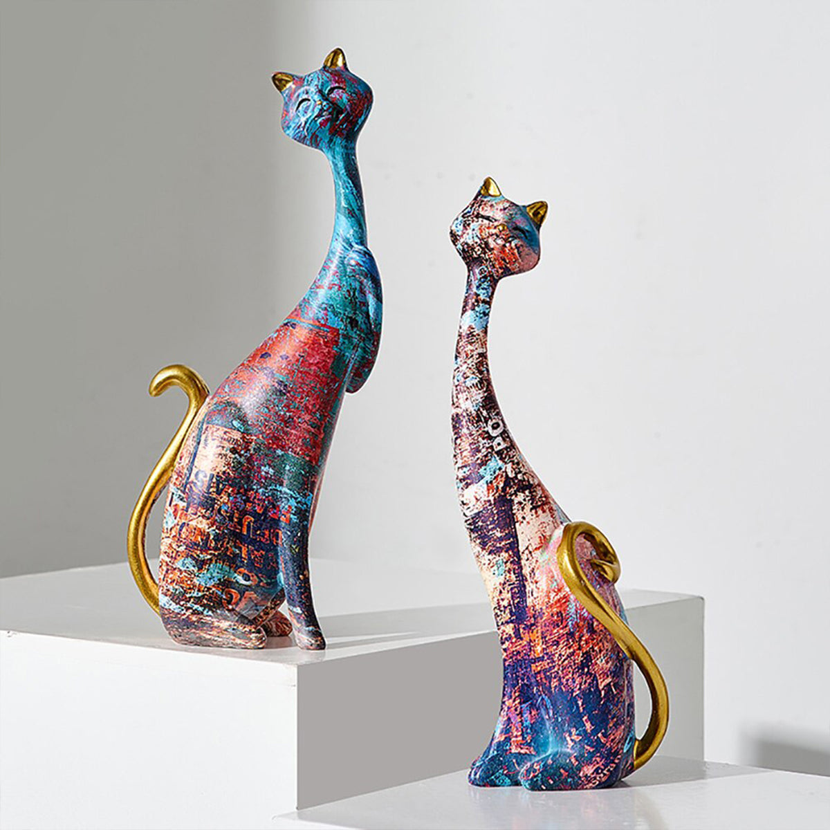 Statue Chat Laki Gold Par Chorustyle - Petit Modèle Doré - Figurine Déco Adulte