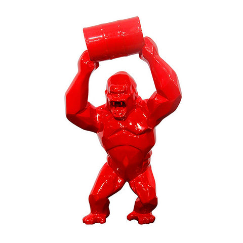 Statue gorille rouge tonneau