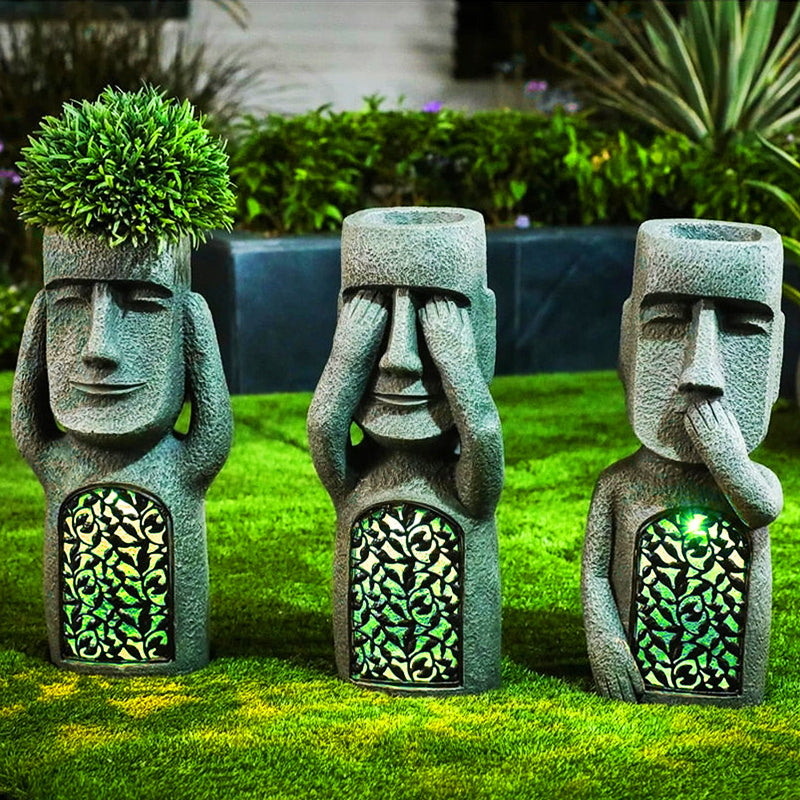 Statues de jardin d'île de Pâques, Décoration de Statues extérieures,  Creative Garden Decor Magnéteuse d'oiseau, Potouled et Bird - Cdiscount  Jardin