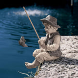 Statue pêcheur jardin enfant