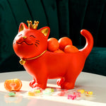 Statue rouge de chat décoration