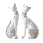 chat statue contemporain blanc